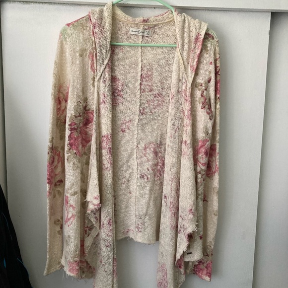 Abercrombie u0026 Fitch | Sweaters | Abercrombie Fitch Floral Waterfall Hoodie Cardigan  Sweater | Poshmark